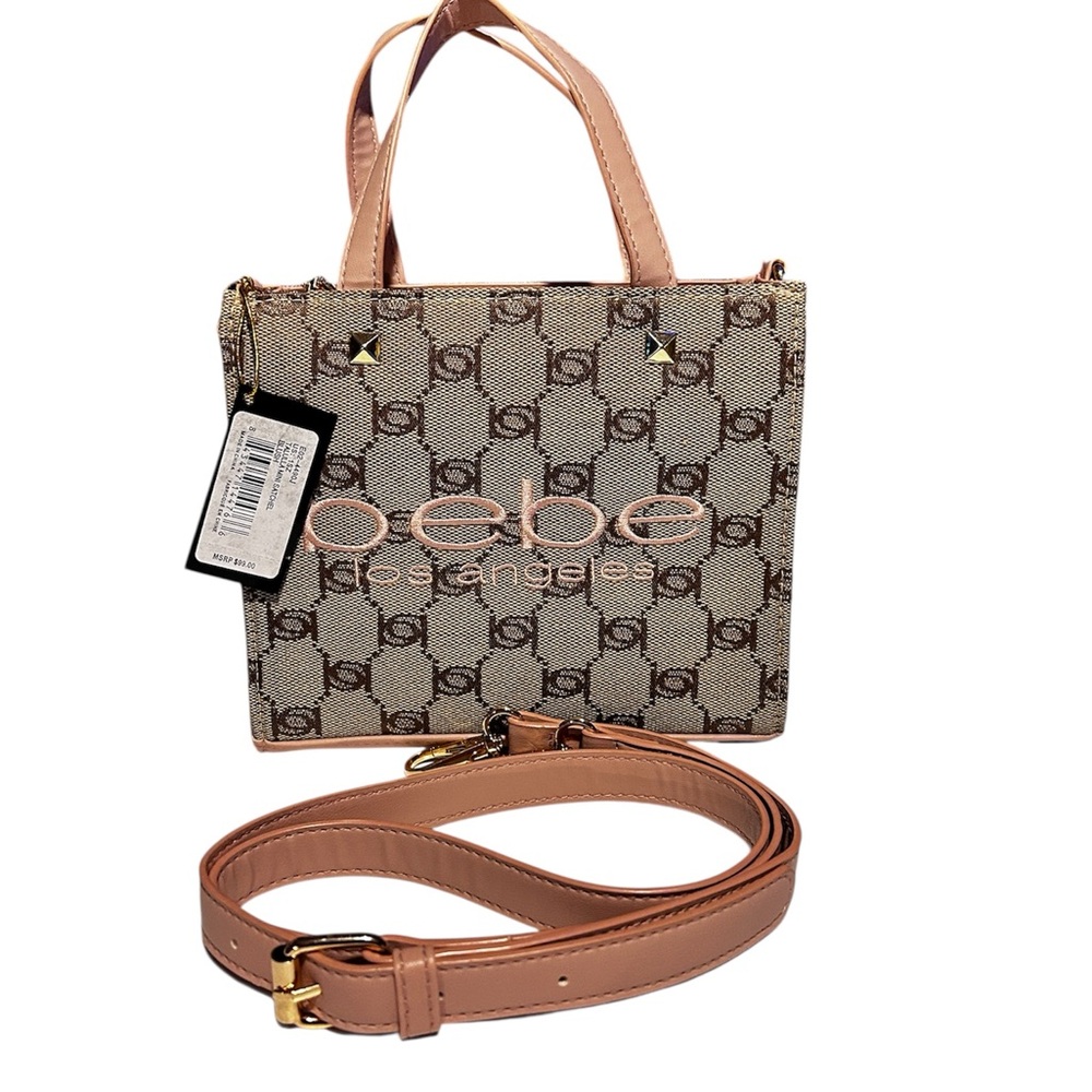 Bebe Logo Mini Bag in Beige and Pink